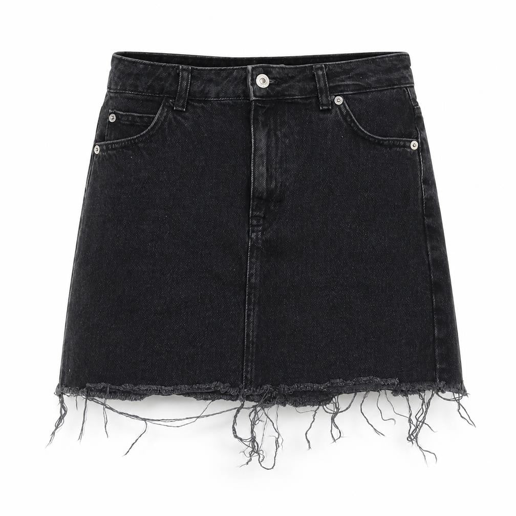 Topshop Womens Black Cotton A-Line Skirt Size 8 Zip