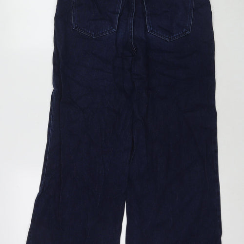 NEXT Womens Blue Cotton Wide-Leg Jeans Size 10 L28 in Regular Zip
