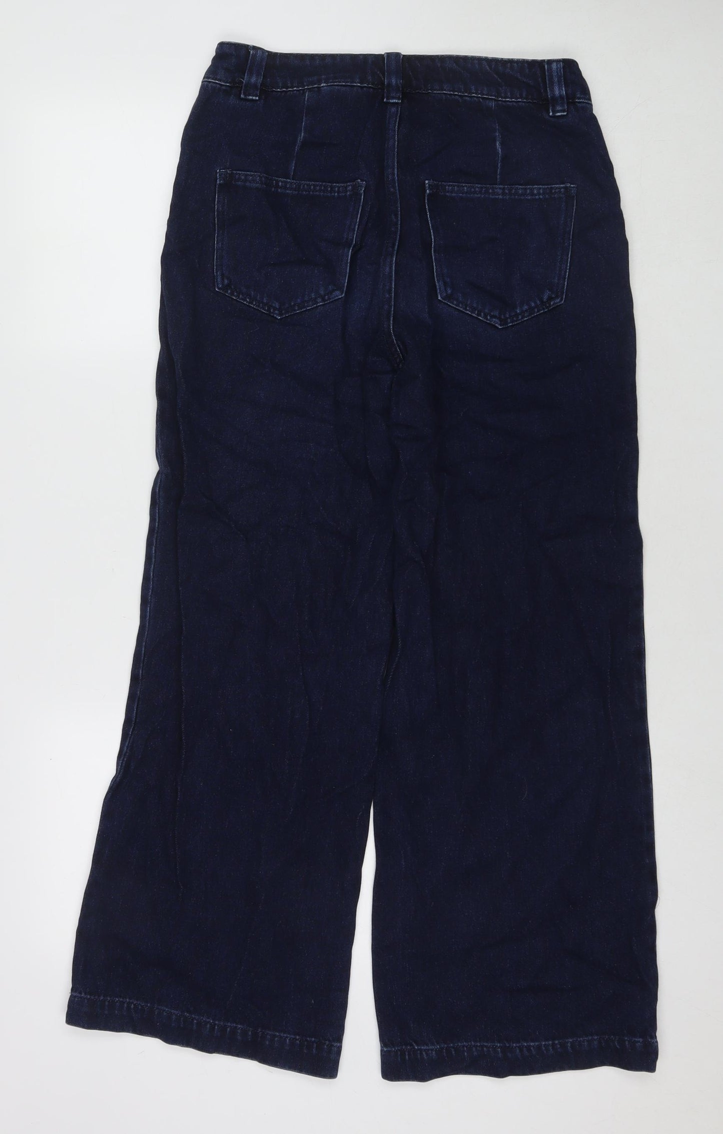 NEXT Womens Blue Cotton Wide-Leg Jeans Size 10 L28 in Regular Zip