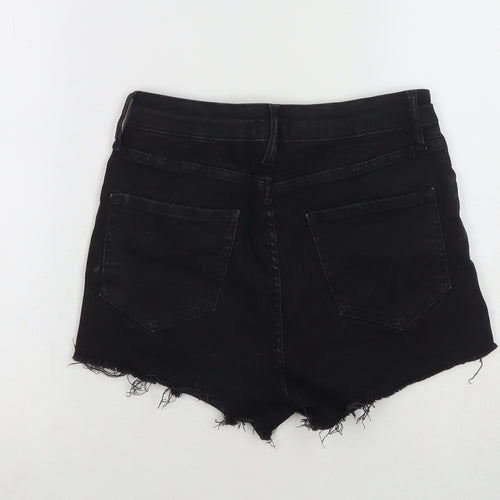 River Island Womens Black Cotton Cut-Off Shorts Size 10 L3 in Regular Zip