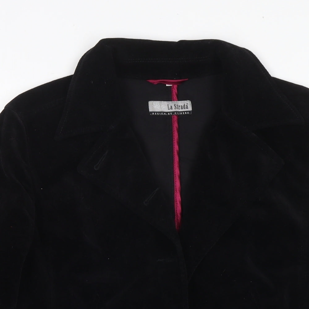 La Strada Womens Black Jacket Blazer Size 10 Button