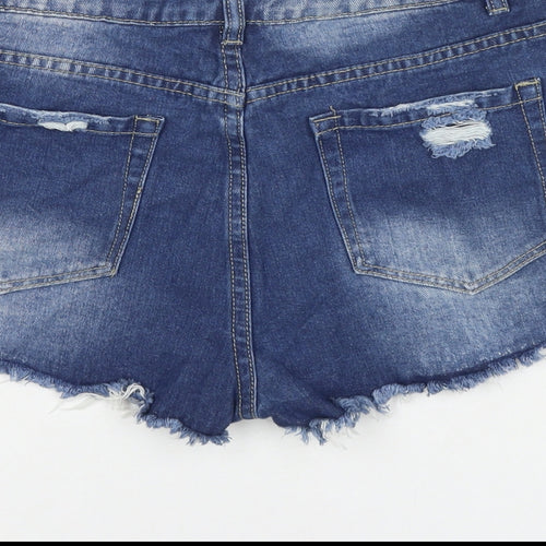 Women Jeans Womens Blue Cotton Cut-Off Shorts Size L L3 in Regular Zip - Distressed