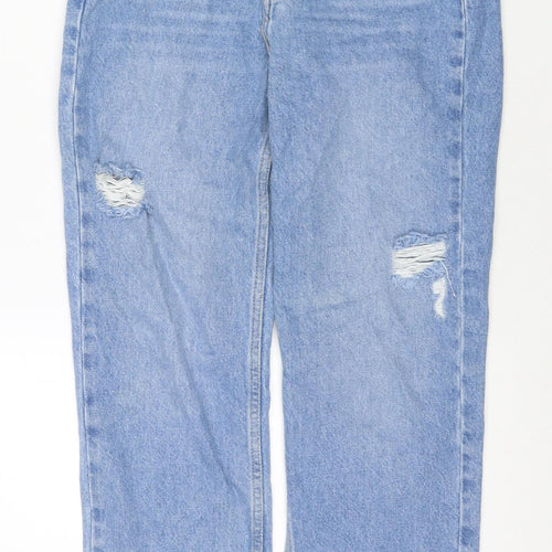 Zara Womens Blue Polyester Blend Straight Jeans Size 6 L27 in Regular Zip