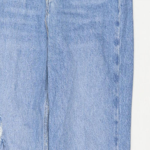 Zara Womens Blue Polyester Blend Straight Jeans Size 6 L27 in Regular Zip
