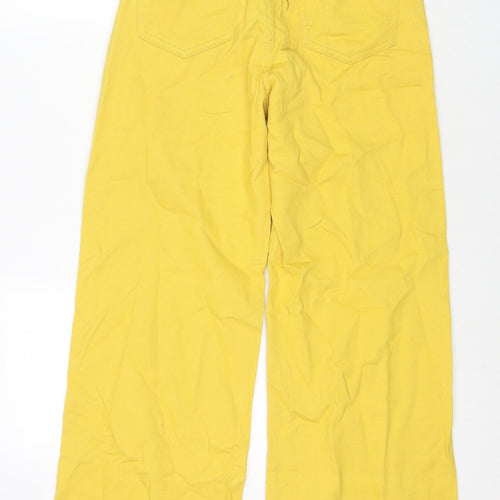 H&M Womens Yellow Cotton Wide-Leg Jeans Size 10 L30 in Regular Zip