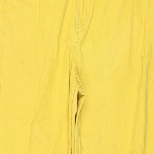 H&M Womens Yellow Cotton Wide-Leg Jeans Size 10 L30 in Regular Zip