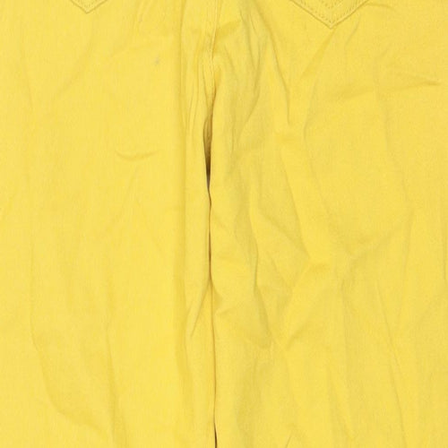 H&M Womens Yellow Cotton Wide-Leg Jeans Size 10 L30 in Regular Zip
