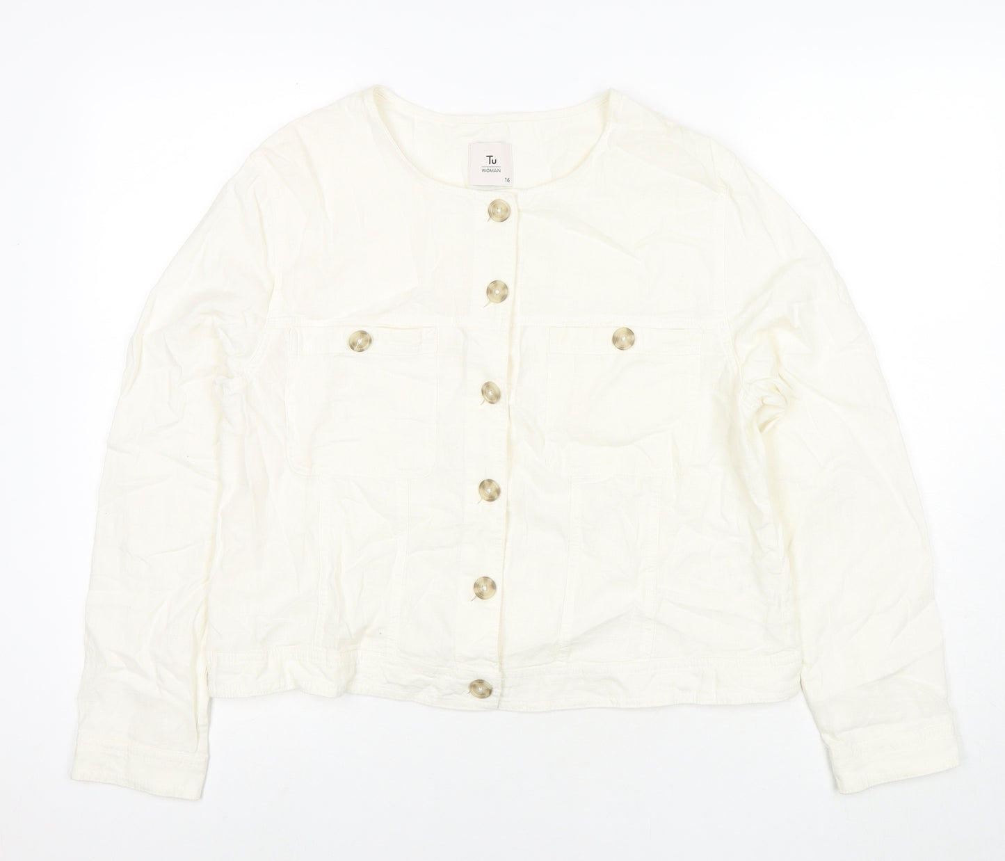 TU Womens White Jacket Size 16 Button