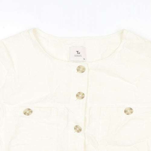 TU Womens White Jacket Size 16 Button