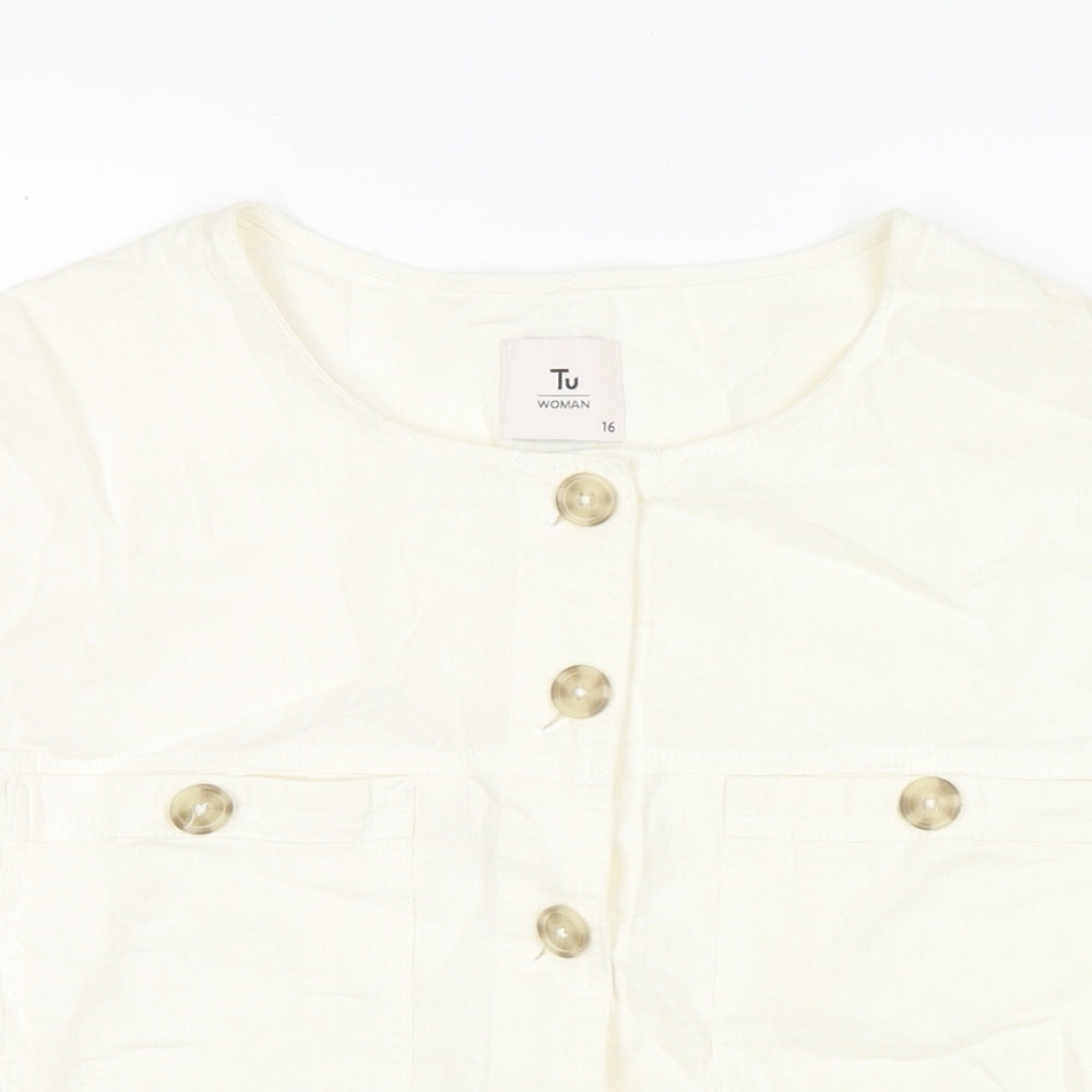 TU Womens White Jacket Size 16 Button