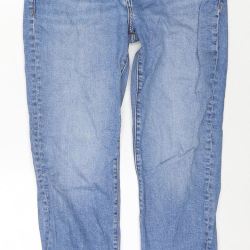 Mango Womens Blue Cotton Straight Jeans Size 12 L24 in Regular Zip