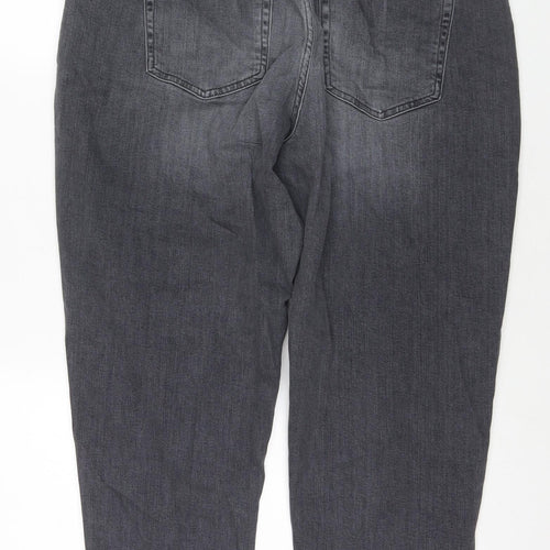 Marks and Spencer Womens Grey Polyester Blend Mom Jeans Size 18 L27 in Regular Zip