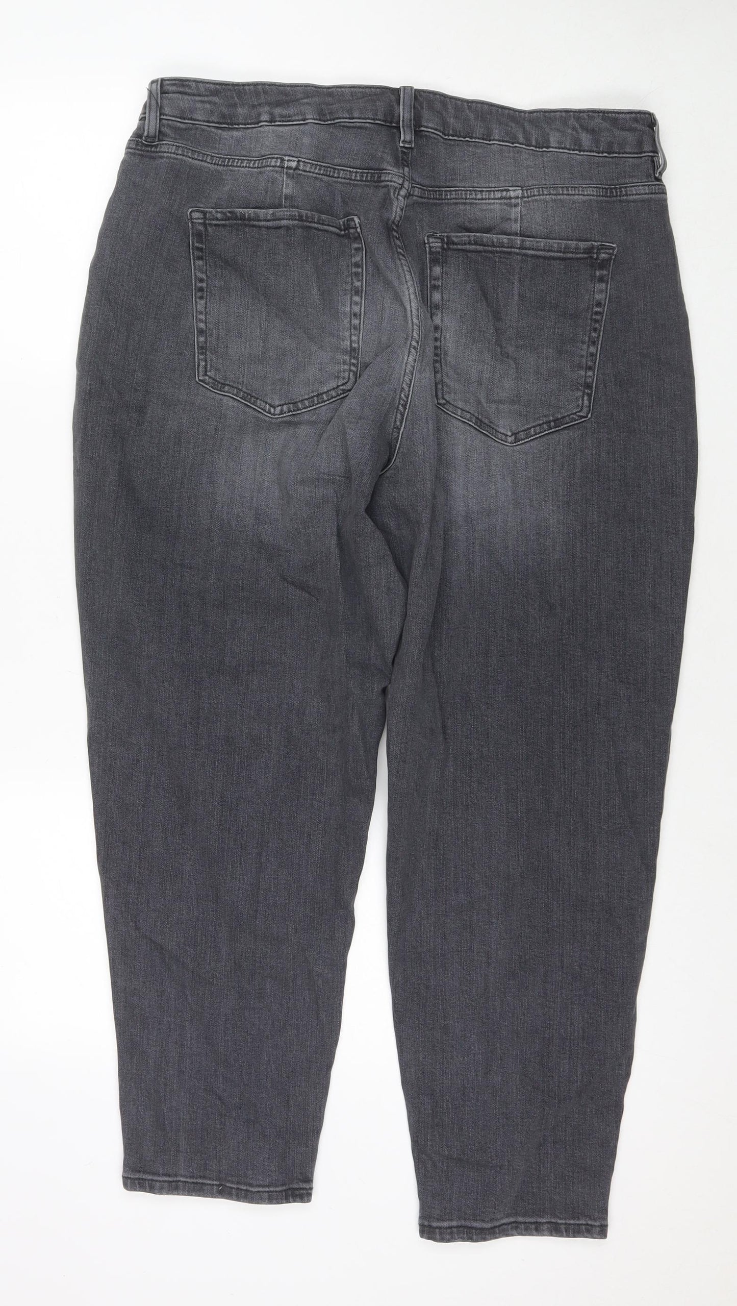 Marks and Spencer Womens Grey Polyester Blend Mom Jeans Size 18 L27 in Regular Zip