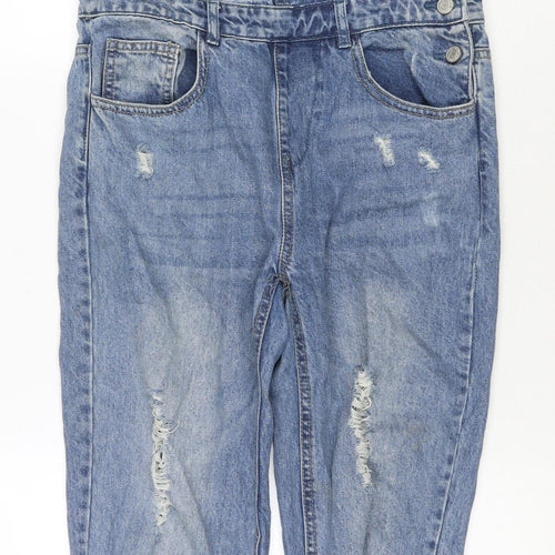 Denim & Co. Womens Blue Cotton Dungaree One-Piece Size 6 L27 in Zip