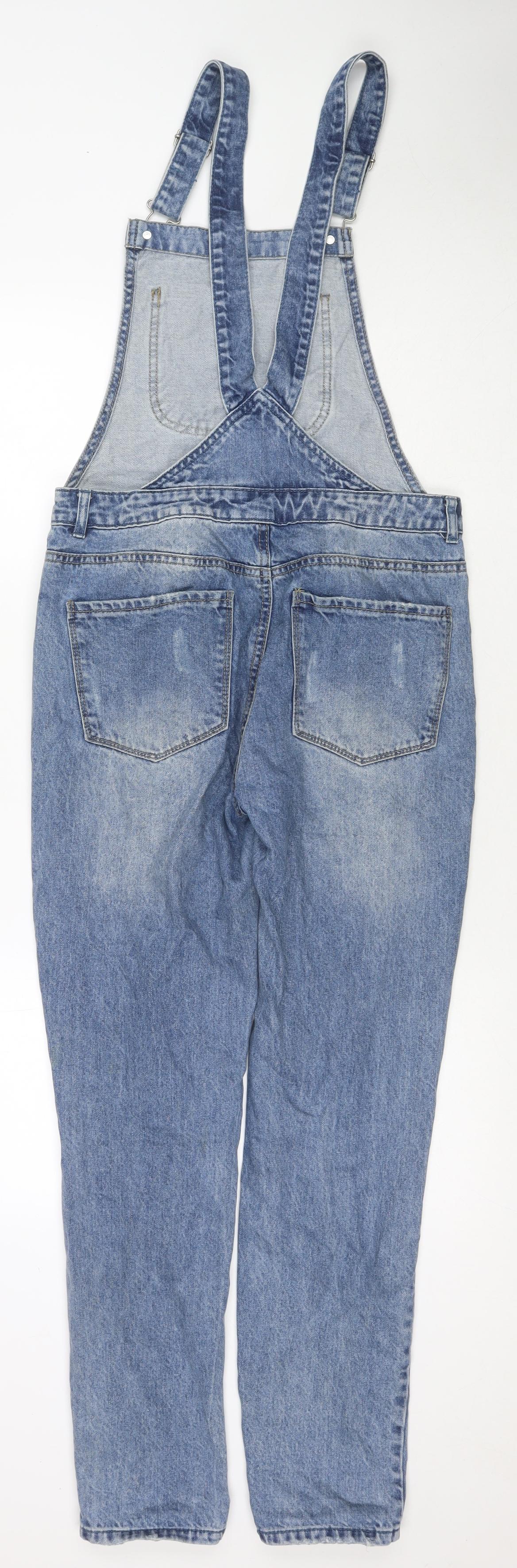 Denim & Co. Womens Blue Cotton Dungaree One-Piece Size 6 L27 in Zip