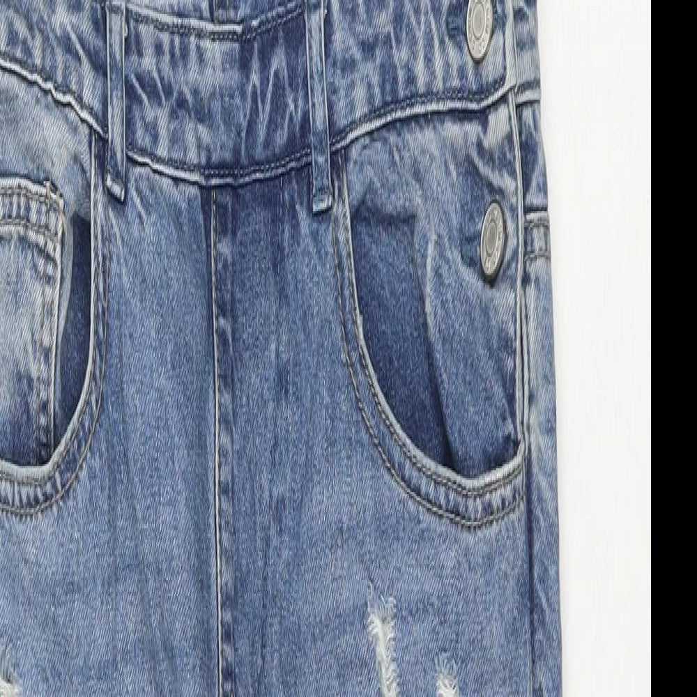 Denim & Co. Womens Blue Cotton Dungaree One-Piece Size 6 L27 in Zip