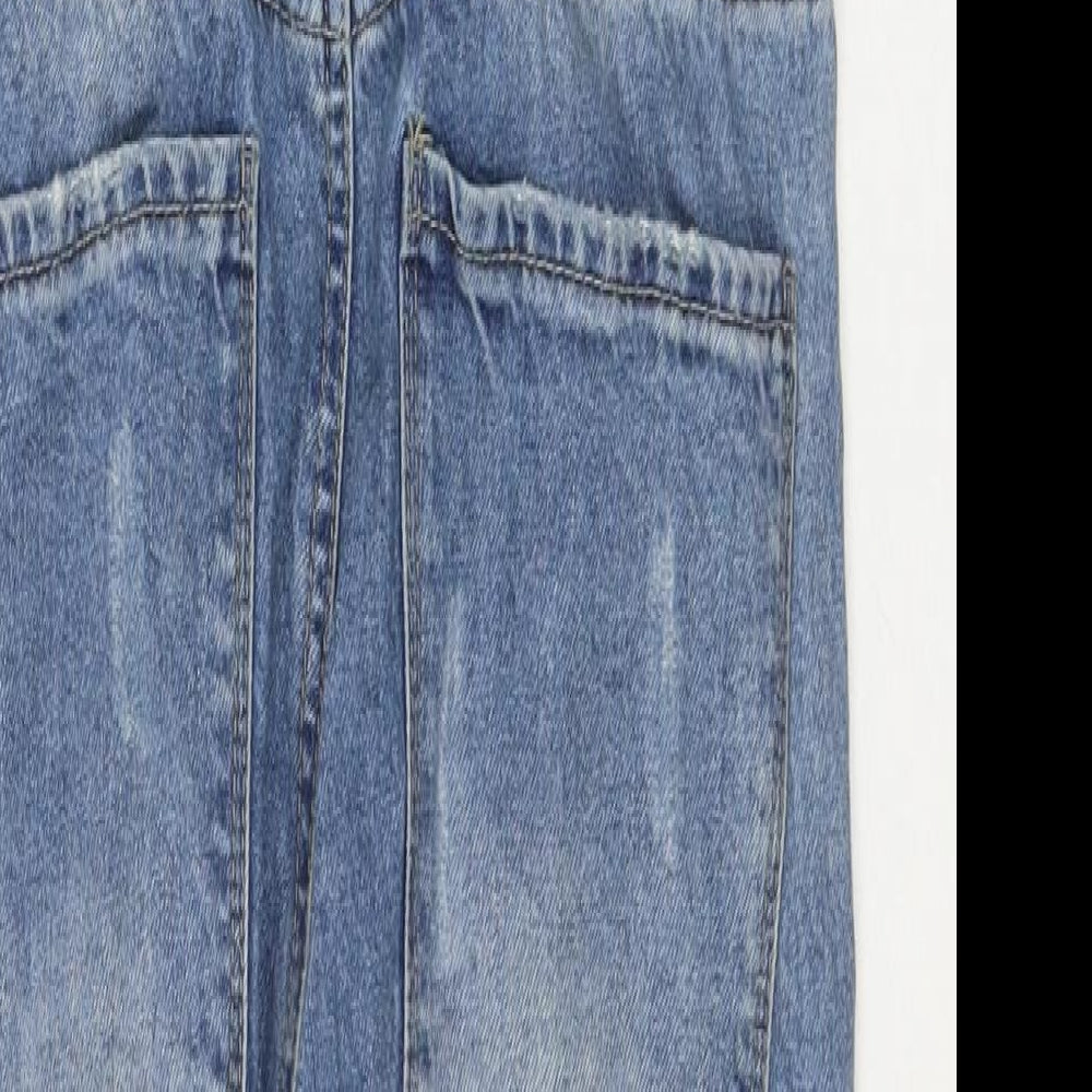 Denim & Co. Womens Blue Cotton Dungaree One-Piece Size 6 L27 in Zip