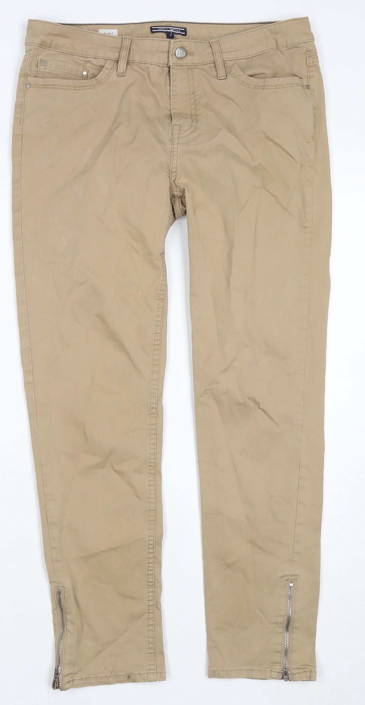 Tommy Hilfiger Womens Brown Cotton Straight Jeans Size 8 L25 in Regular Zip - Zip Detail