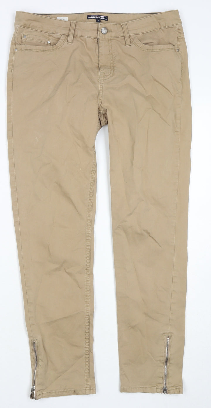 Tommy Hilfiger Womens Brown Cotton Straight Jeans Size 8 L25 in Regular Zip - Zip Detail