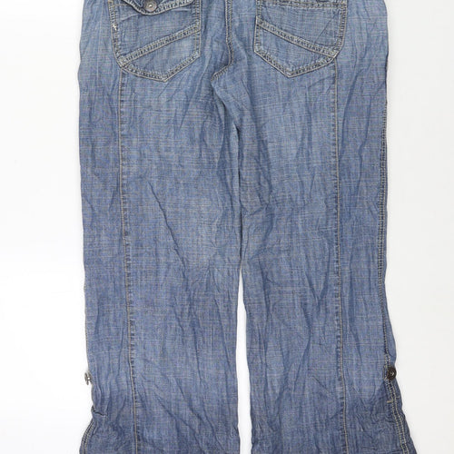 NEXT Womens Blue Cotton Bootcut Jeans Size 10 L29 in Regular Zip