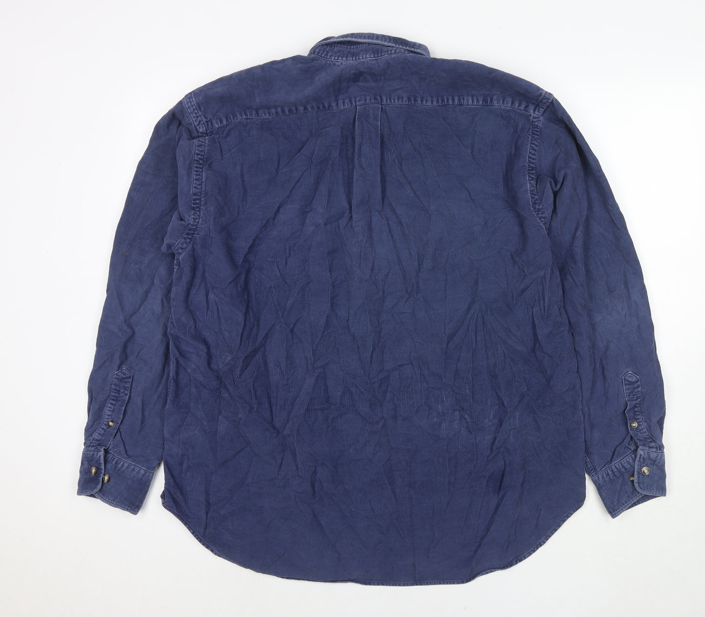 Gyrillus Mens Blue Cotton Button-Up Size L Collared Zip - Collar 16.5''
