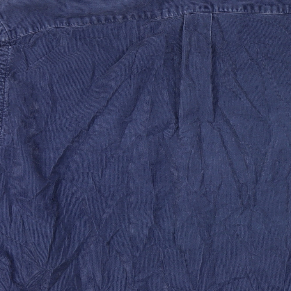 Gyrillus Mens Blue Cotton Button-Up Size L Collared Zip - Collar 16.5''
