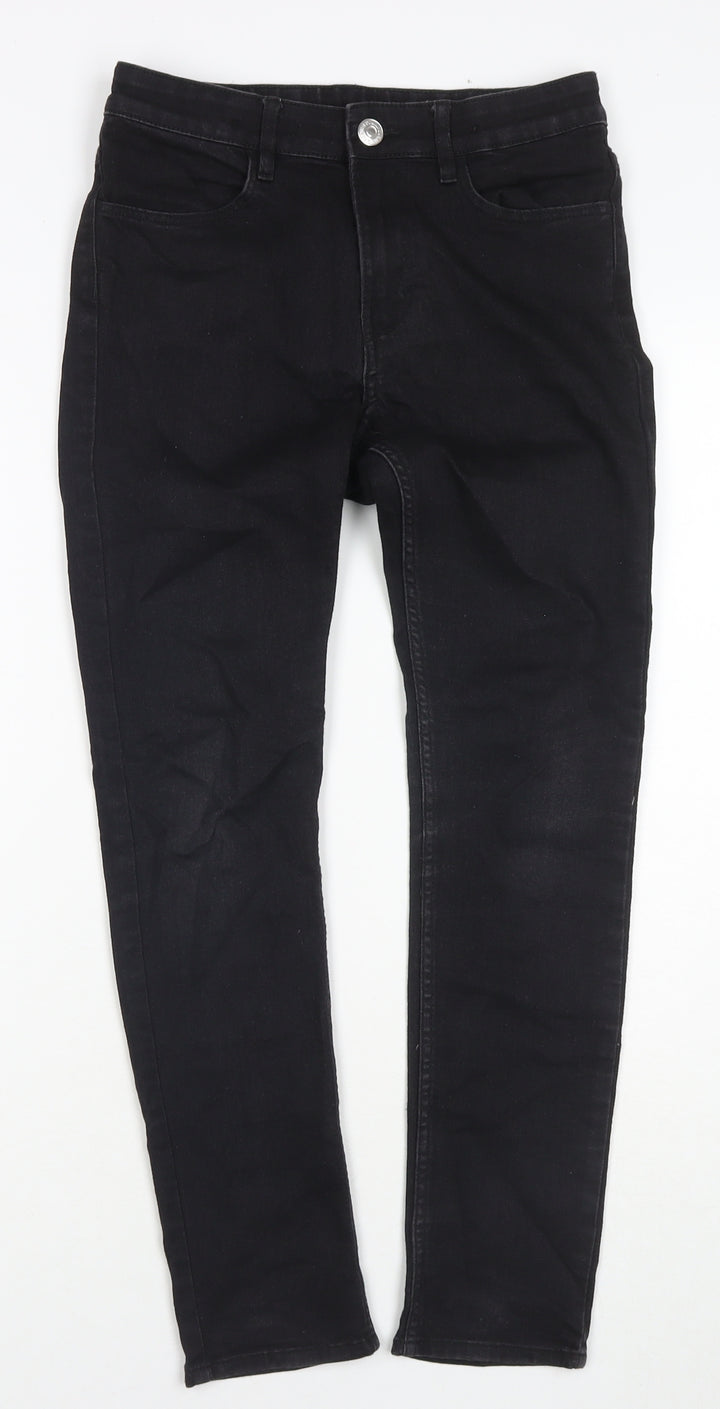 H&M Girls Black Cotton Skinny Jeans Size 12-13 Years L26 in Regular Zip