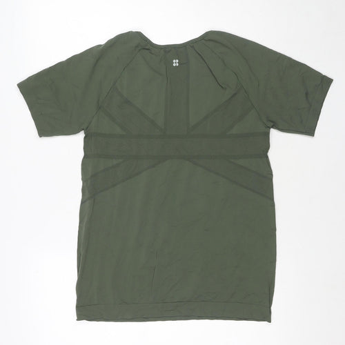 Sweaty Betty Womens Green Polyamide Basic T-Shirt Size L Round Neck Pullover