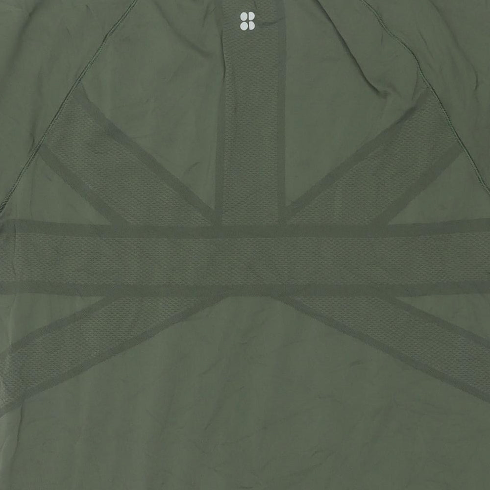 Sweaty Betty Womens Green Polyamide Basic T-Shirt Size L Round Neck Pullover