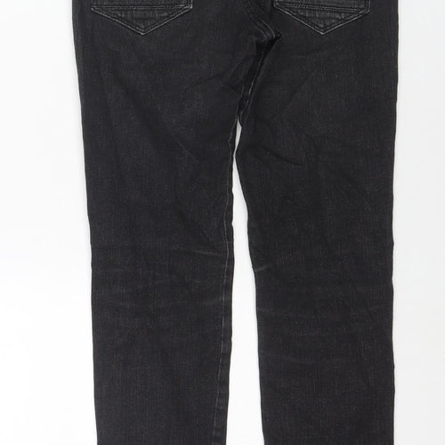 Marks and Spencer Womens Black Cotton Straight Jeans Size 8 L27 in Regular Zip