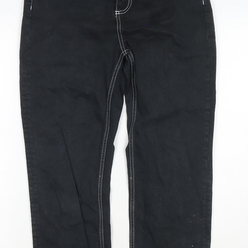 Topshop Womens Black Cotton Straight Jeans Size 28 L30 in Regular Zip