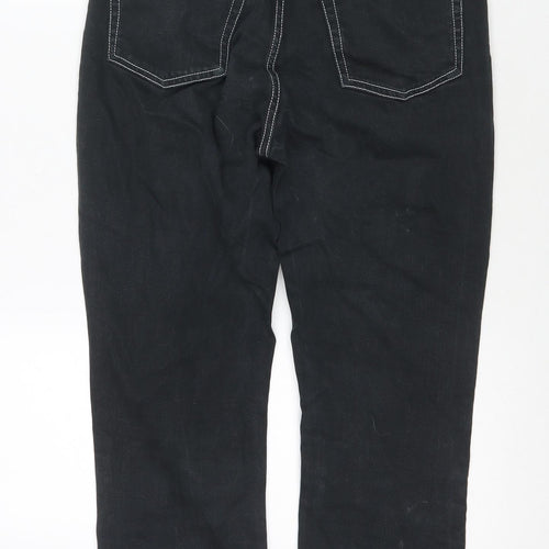 Topshop Womens Black Cotton Straight Jeans Size 28 L30 in Regular Zip