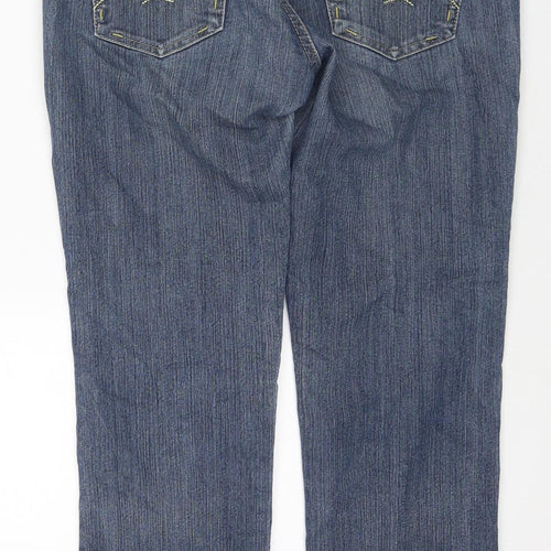 Woolworths Womens Blue Cotton Straight Jeans Size 34 in L24 in Regular Zip
