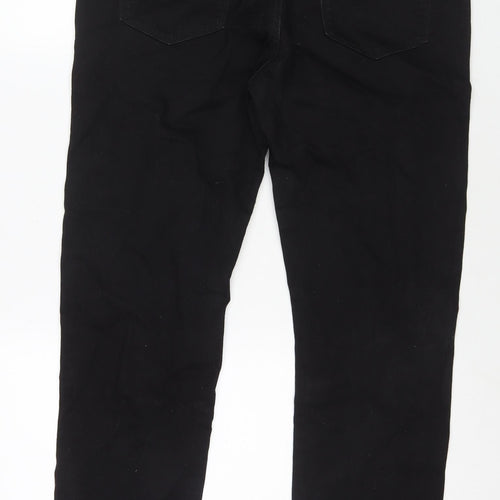 Marks and Spencer Mens Black Cotton Straight Jeans Size 36 in L29 in Regular Zip