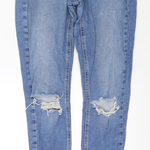 Topshop Womens Blue Cotton Skinny Jeans Size 28 L32 in Regular Zip