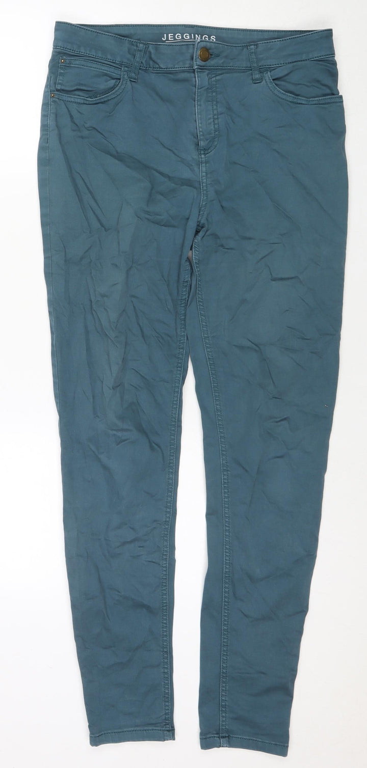Marks and Spencer Womens Blue Polyester Blend Straight Jeans Size 32 in L29 in Regular Zip