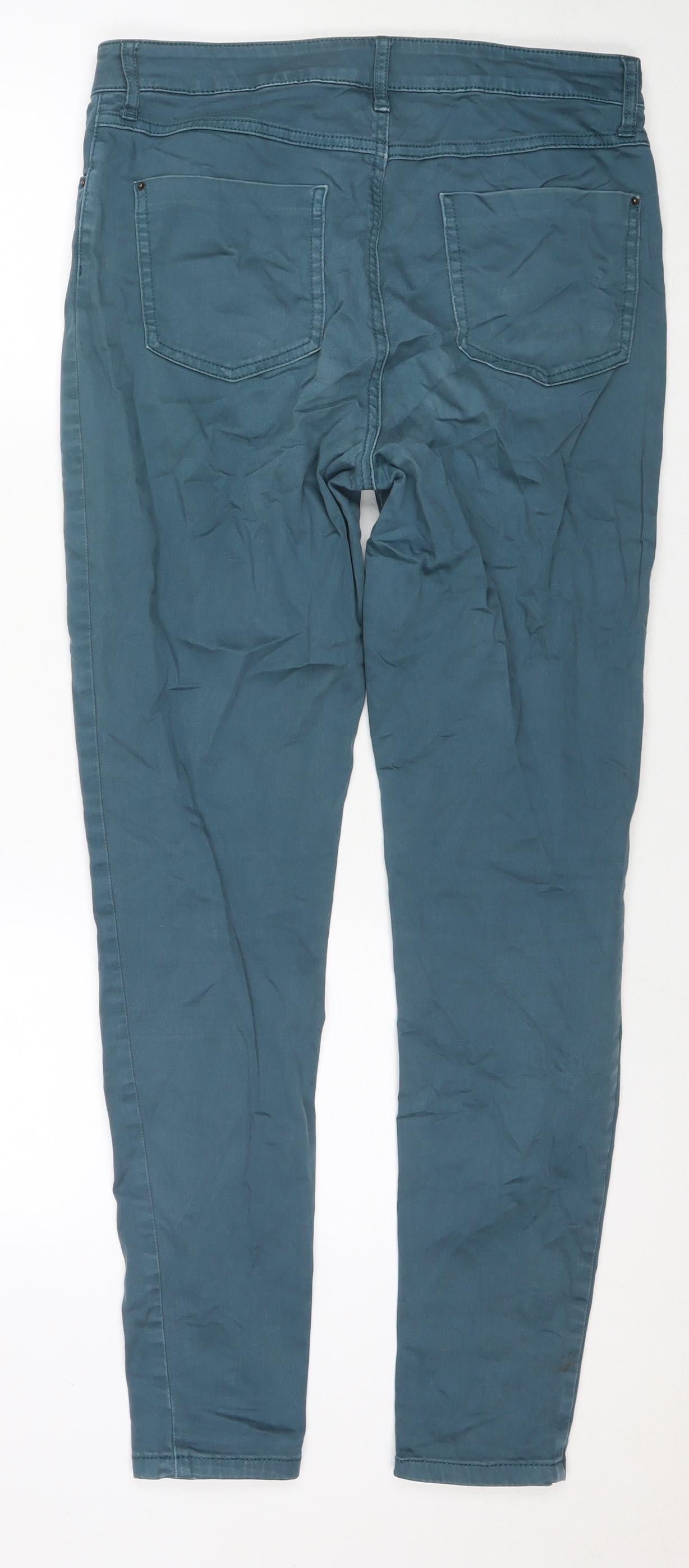 Marks and Spencer Womens Blue Polyester Blend Straight Jeans Size 32 in L29 in Regular Zip