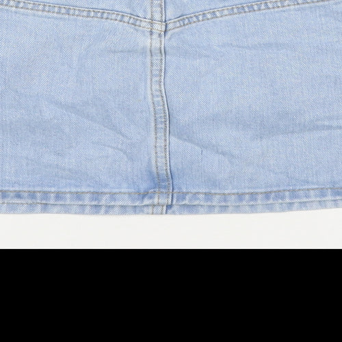 PRETTYLITTLETHING Womens Blue Cotton Mini Skirt Size 10 Zip