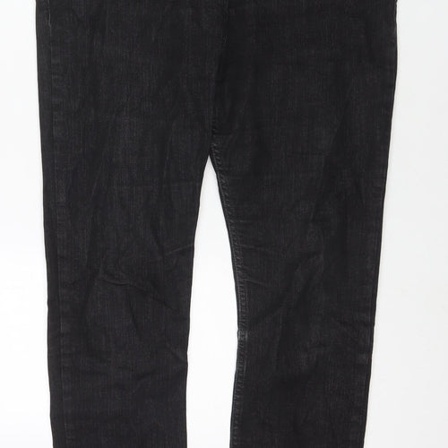 George Womens Black Cotton Straight Jeans Size 16 L28 in Regular Zip