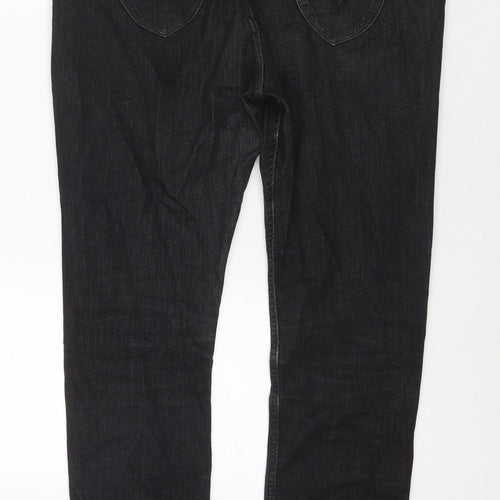 George Womens Black Cotton Straight Jeans Size 16 L28 in Regular Zip