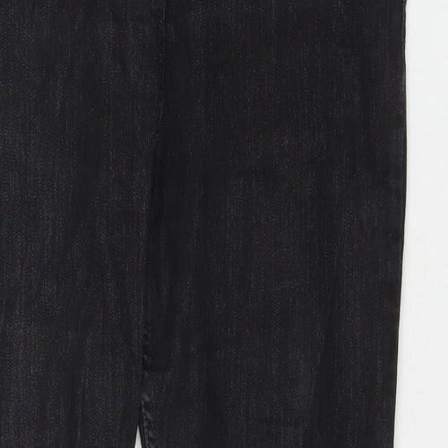 George Womens Black Cotton Straight Jeans Size 16 L28 in Regular Zip