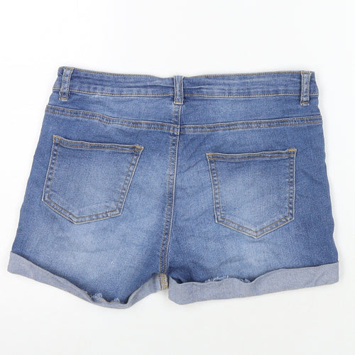 Denim & Co. Womens Blue Cotton Hot Pants Shorts Size 10 L3 in Regular Zip