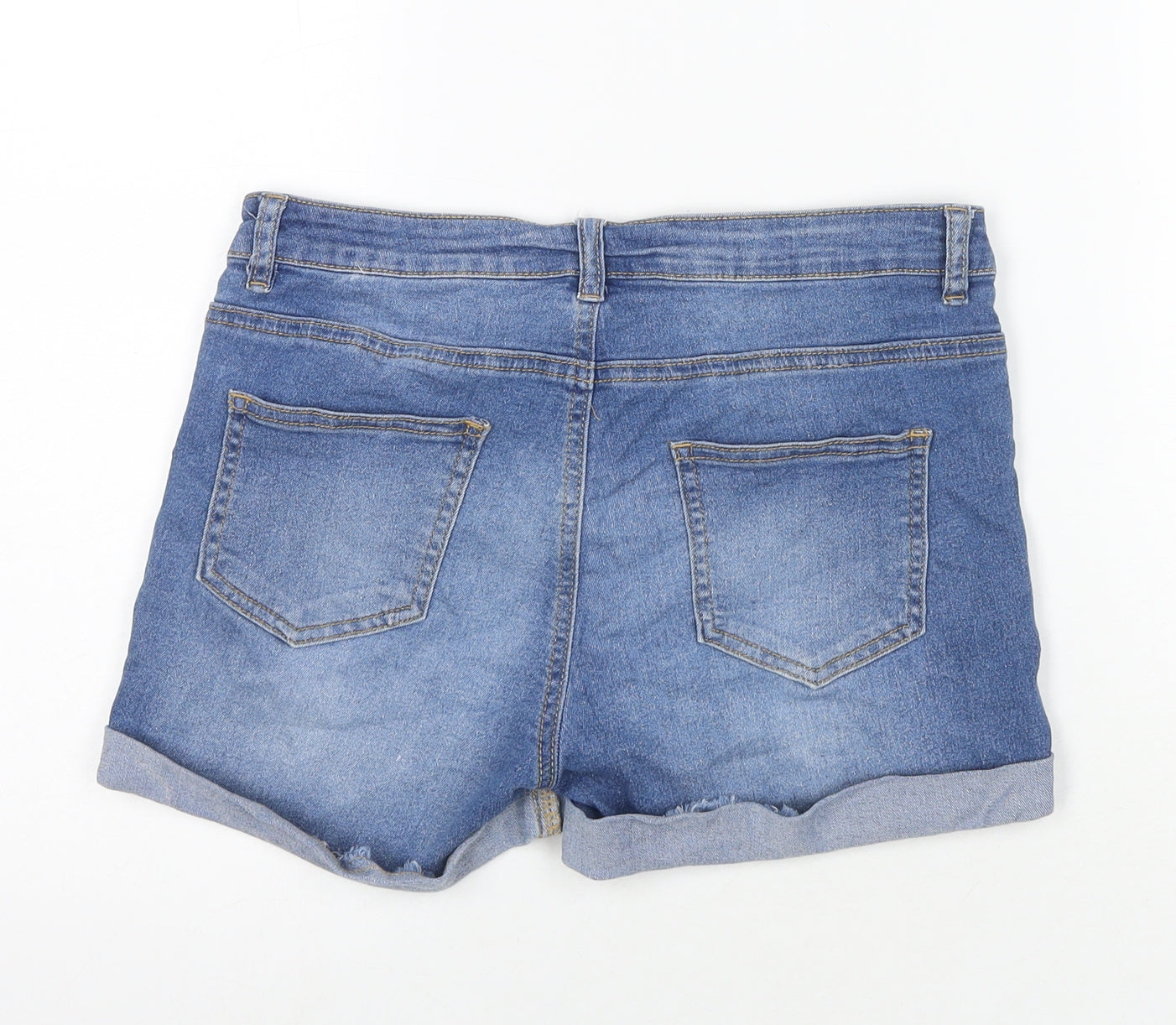 Denim & Co. Womens Blue Cotton Hot Pants Shorts Size 10 L3 in Regular Zip