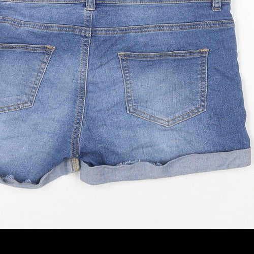 Denim & Co. Womens Blue Cotton Hot Pants Shorts Size 10 L3 in Regular Zip