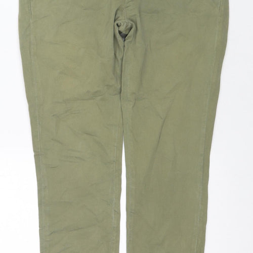YAYA Womens Green Cotton Trousers Size 8 L27 in Regular Zip