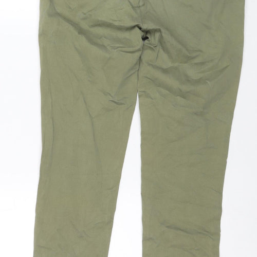 YAYA Womens Green Cotton Trousers Size 8 L27 in Regular Zip