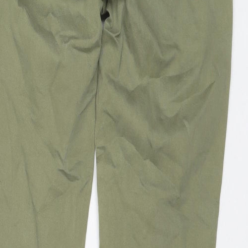 YAYA Womens Green Cotton Trousers Size 8 L27 in Regular Zip
