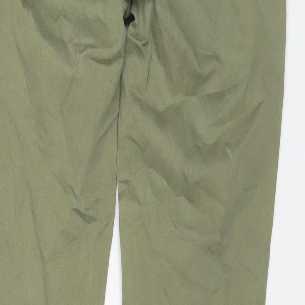 YAYA Womens Green Cotton Trousers Size 8 L27 in Regular Zip