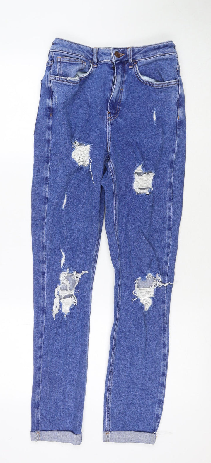 New Look Girls Blue Cotton Skinny Jeans Size 14 Years L28 in Regular Zip