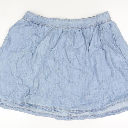 NEXT Womens Blue Lyocell Flare Skirt Size 14 Zip